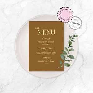 Bachelorette Menü Vorlage | Retro Minimal Abendkarte | Brown ästhetisches Hochzeits-Abendmenü | Retro Fun Bachelorette Wochenende Menü Dekor Y1