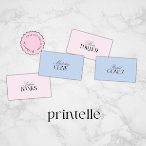 de marque-place | Cartes de visite roses barbe à papa | marque-places nuptiale bleus-roses esthétiques | Cartes de placement pour sièges de table CC