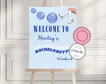 Disco Bachelorette Welcome Sign: Customizable Dancing Queen Template (Digital Download)