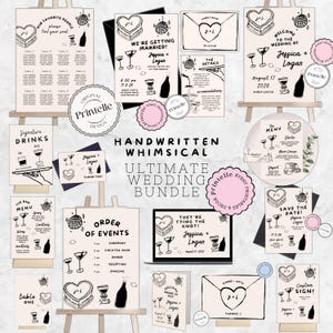 Handwritten Wedding Stationery Template Bundle: Hand-Drawn Illustrations (Digital Download)
