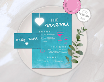 Island Bachelorette Menu & Place Card Template (Digital Download)