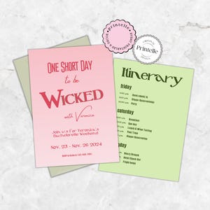 Wicked Bachelorette Party Invitation Template: Emerald City Itinerary (Digital Download