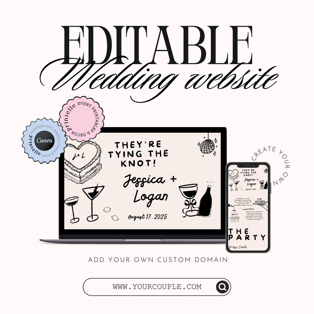 Disco Scribble Wedding Website Template: Hand-drawn Illustrated Design ...