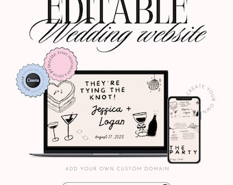 Disco Scribble Wedding Website Template: Hand-Drawn Illustrated Design