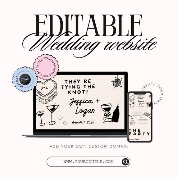 Disco Scribble Wedding Website Template: Hand-Drawn Illustrated Design