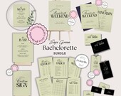Sage Green Bachelorette Party Template Bundle Editable Canva Template G3
