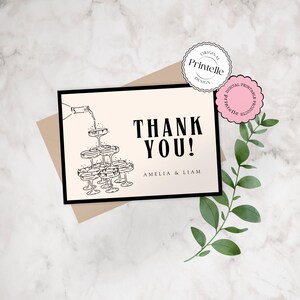 Modèle de carte de remerciement pour mariage, Remerciements modifiables Old Money, carte imprimable classique, modèle de remerciement, mariage de luxe pliable A1