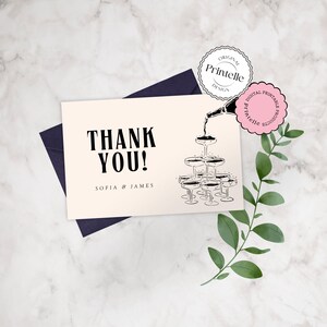 de Carte de remerciement pour mariage | Merci Sofia personnalisable | Carte de vœux de luxe tranquille | Merci modèle de mariage | Mariage de luxe pliable A2