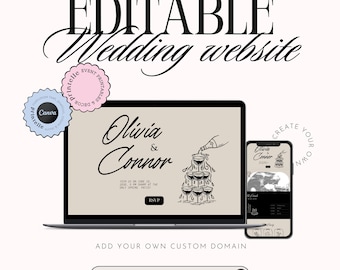 Handgezeichnete Hochzeitswebsite: Illustriertes Schwarz-Beige Design