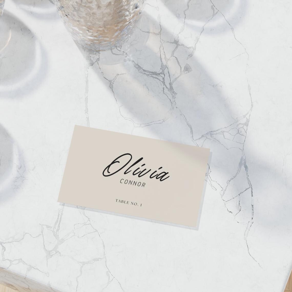 Tan Script Place Cards Template: Elegant Cursive Wedding Names (digital ...