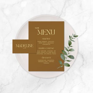 Bachelorette Menü und Tischkarten Vorlage | Retro Minimal Fun Schrift Bachelorette Menüs, Retro Bach Wochenend Tisch Tischkarte Vorlage Y1