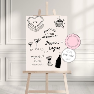 Hand Drawn Wedding Welcome Sign: Whimsical Illustration (Digital Download) H1