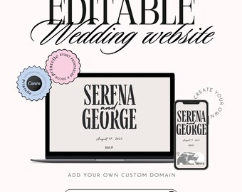 Moderne minimalistische Hochzeitswebsite-Vorlage: Neutral Black & Beige Vogue