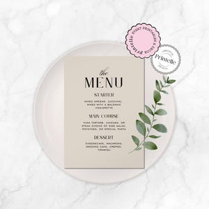 Bachelorette Menü Vorlage | Tan Beige Abendmenüs | Espresso Neutral ästhetisches Abendmenü | Spaß Bachelorette Wochenende Menü Dekor T3