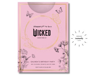 Wicked Glinda Birthday Party Invitation Template (Digital Download)