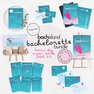 Bach Island Bachelorette Party Templates Bundle | Island Themed Love Bachelorette Weekend Decor | Island Villa Stationery Games Templates L1