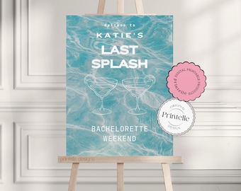 Last Splash Bachelorette Willkommensschild: Miami Beach Party (bearbeitbare Canva-Vorlage)