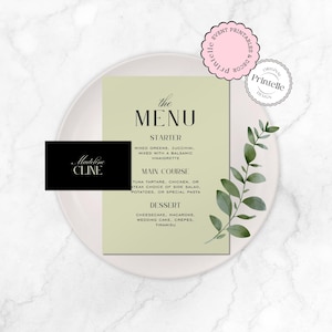 Bachelorette Menü und Tischkarten Vorlage | Sage Grün Chic Bachelorette Menüs, Grün Bach Wochenend-Tisch Platz Name Karte Vorlage G3
