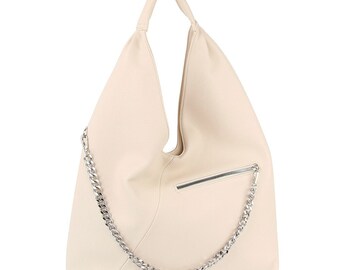 vegan leather chain  zipper SHOULDER HOBO BAG