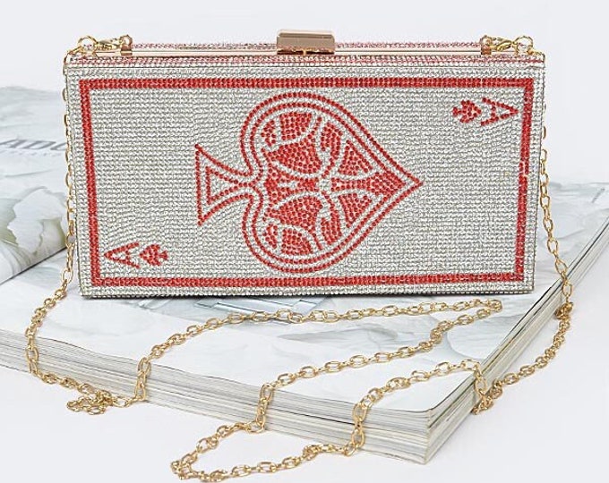 Featured listing image: allover rhinestone ACE OF SPADES evening bag