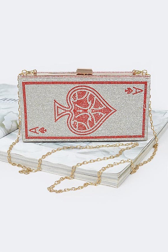 allover rhinestone ACE OF SPADES evening bag