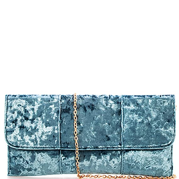 Teal velvet SOFT CLUTCH BAG