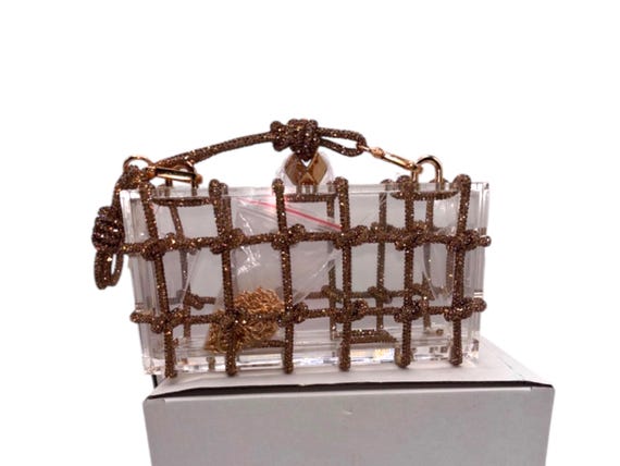 gold  rhinestone rope CLEAR EVENING BAG