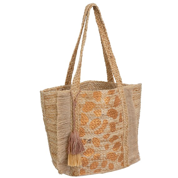 BEACH BAG TASSEL animal print