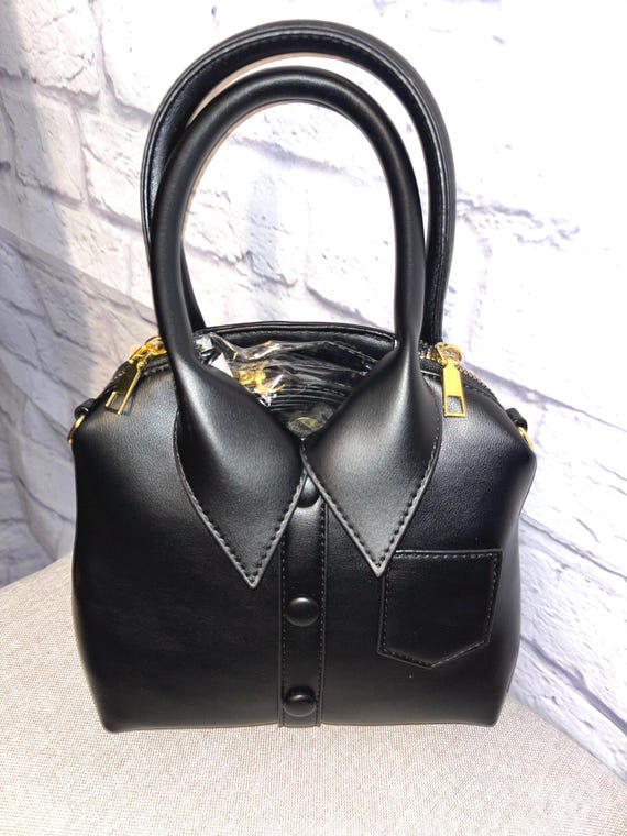 faux leather collared shirt design handbag unique trendy buttery soft