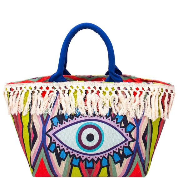 Evil eye  FRINGE beach bags  2 styles and colors BoHO chic