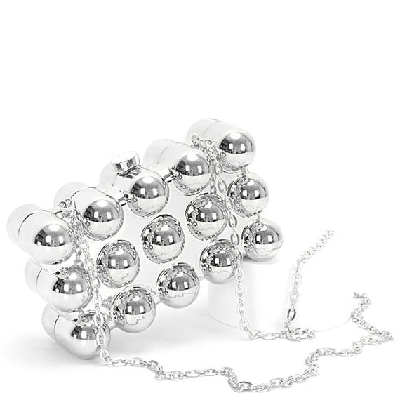 silver stylish POP bubble  acrylic  CLUTCH BAG with crossbody chain