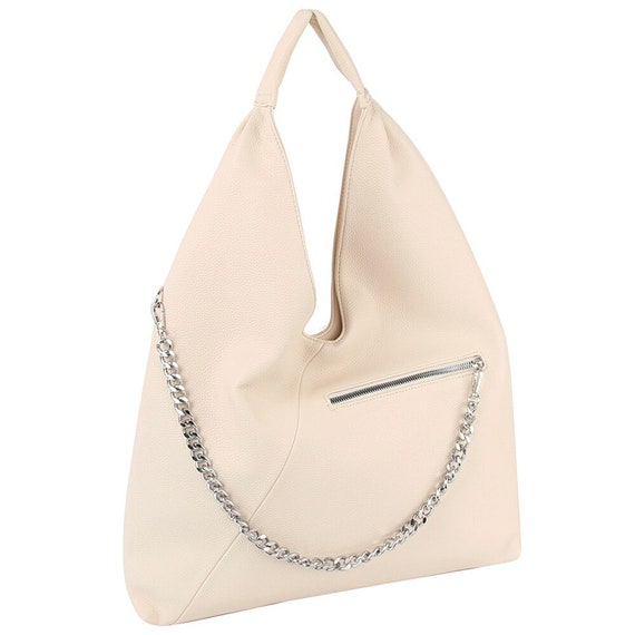 vegan leather chain  zipper SHOULDER HOBO BAG