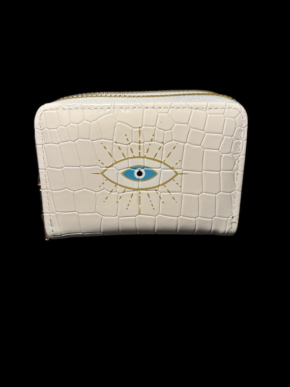 White croc print  Evil eye wallet