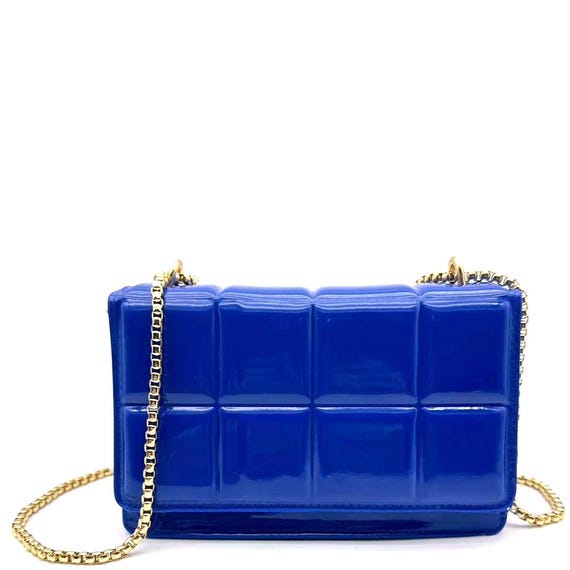 QUILTED SQUARE print CROSSBODY bag neon bright blue