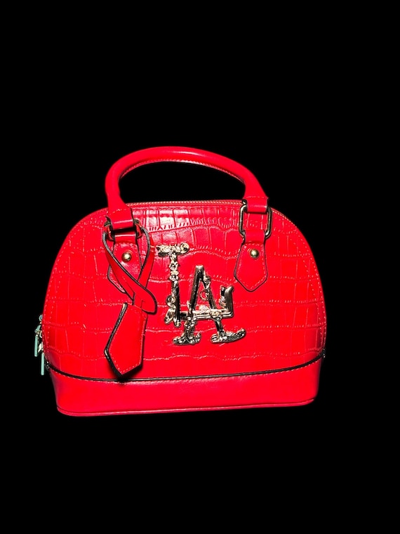 LA baroque style logo   on croc handbags with crossbody strap