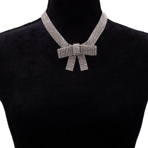 STATEMENT BOW TIE  necklace rhinestone choker