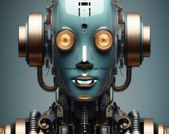 Robot Android, Arte Digital, Descarga Digital, Fondo de Pantalla, Imprimible, Decoración del Hogar