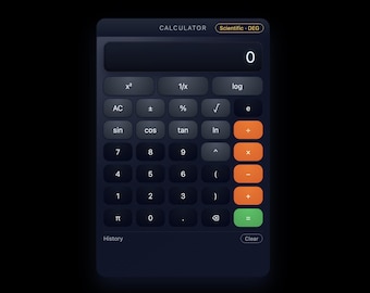 Calculator Desktop Web App (HTML/CSS) – Standard, Compact, Scientific | Customizable | Digital Download