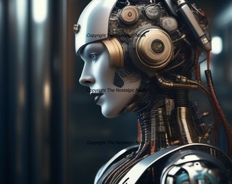 Robot Android, Arte Digital, Descarga Digital, Fondo de Pantalla, Imprimible, Decoración del Hogar