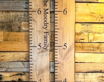 Family Growth Chart Real Hardwood Personalized Engraved Keepsake Wood Height Ruler New Parents Nursery Baby Shower Gift House Warming Gift