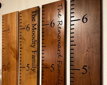 Family Growth Chart Hardwood Growth Chart Personalized Wall Ruler Engraved Keepsake Playroom Signs Nursery Decor Baby Shower Height Ruler