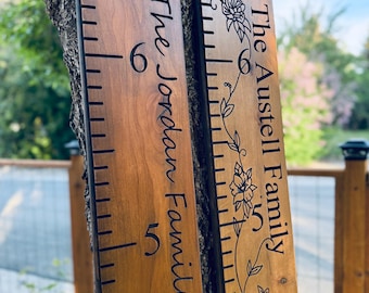 Engraved Growth Chart Family Ruler Hardwood Height Chart, Growth Ruler Wall Decor, Family Ruler Height Tracker, Custom Height Ruler