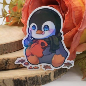 Herbst Pinguin Vinyl Sticker | Kawaii | Süß | Jahreszeiten