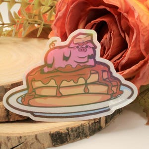 Bacon Pancake Vinyl Sticker | Kawaii | Süß | Schwein | Essen