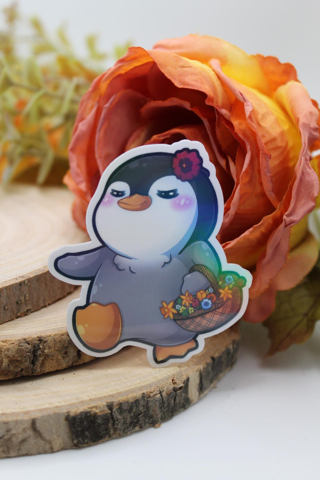 Spring Penguin Red Spring Penguin Vinyl Sticker Kawaii Cute Seasons Spring - Etsy