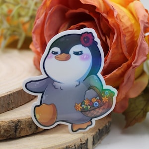 Frühlings Pinguin Vinyl Sticker | Kawaii | Süß | Jahreszeiten | Frühling