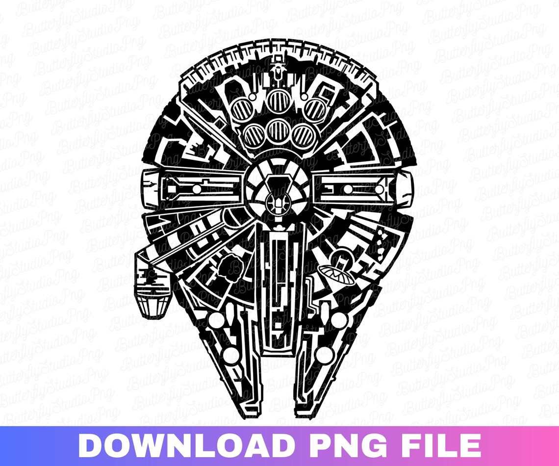 Millennium Falcon Svg, Space Ship Svg, PNG Eps Dxf, T-shirt Design Svg ...