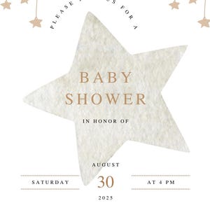 neutral baby shower invitation, digital download, editable template