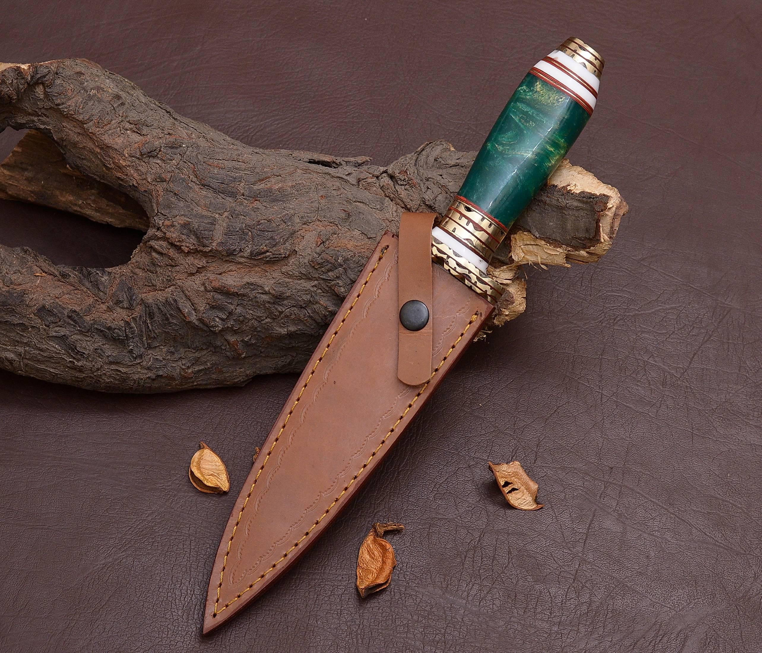 Custom Engraved Athame gifts for anniversary, Forged Damascus Phthalo green DAGGER, Home decor ideas, Birthday gifts for sister girlfriend