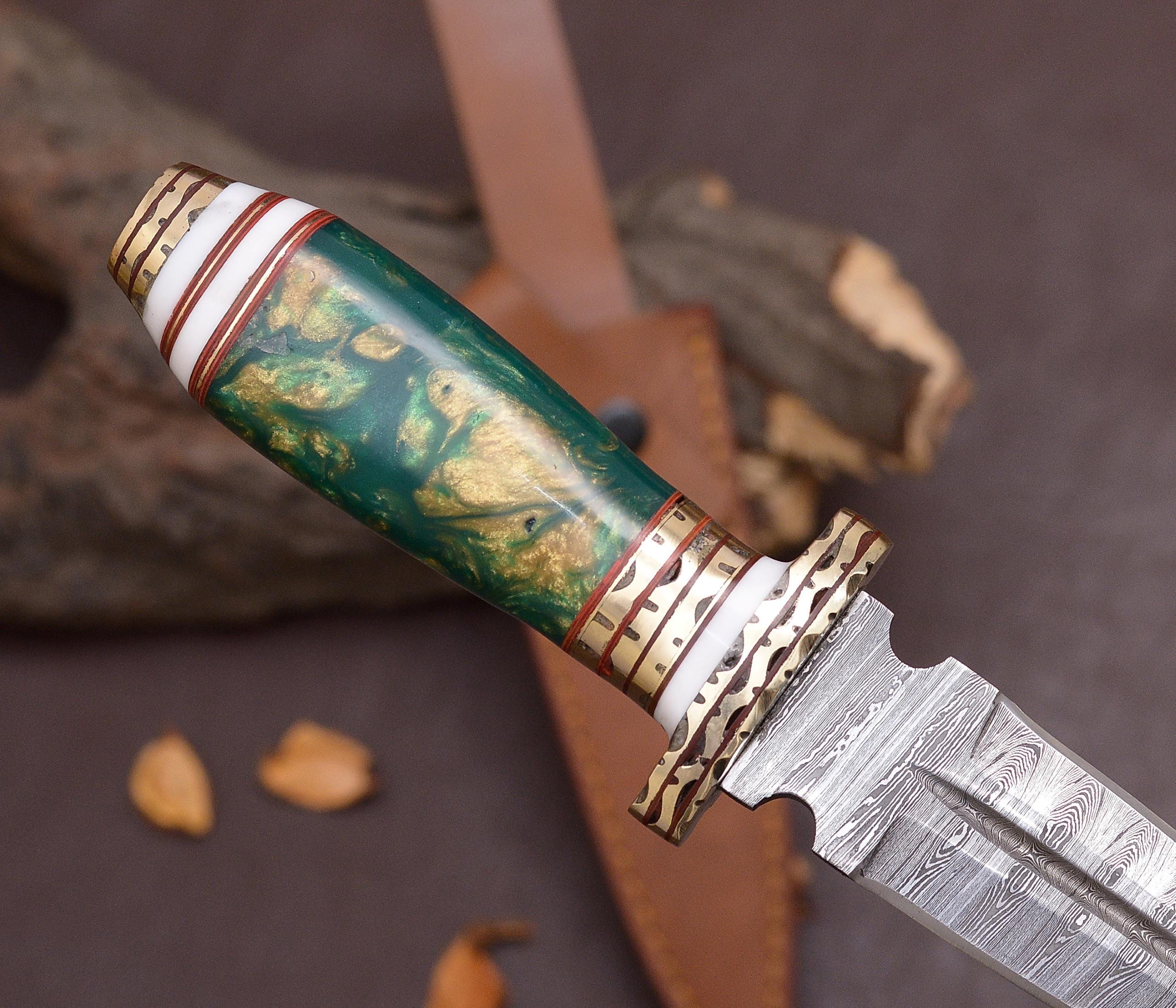 Custom Engraved Athame gifts for anniversary, Forged Damascus Phthalo green DAGGER, Home decor ideas, Birthday gifts for sister girlfriend